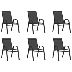 vidaXL, vidaXL Stapelbare Gartenstühle 6 Stk. Schwarz Textilene, 