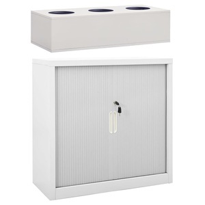 vidaXL, vidaXL Schrank mit Schiebetür & Pflanzkasten Grau 90x40x113 cm Stahl, vidaXL Schrank mit Schiebetür & Pflanzkasten Grau 90x40x113 cm Stahl