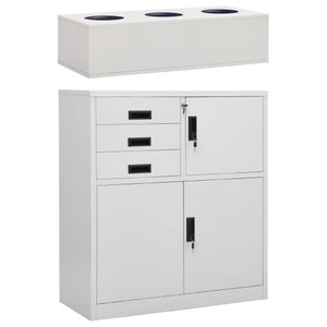 vidaXL, vidaXL Büroschrank mit Pflanzkasten Hellgrau 90x40x125 cm Stahl, vidaXL Büroschrank mit Pflanzkasten Hellgrau 90x40x125 cm Stahl