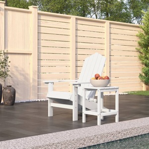 vidaXL, vidaXL Adirondack-Gartenstuhl mit Tisch HDPE Weiß, vidaXL Adirondack-Gartenstuhl mit Tisch HDPE Weiß