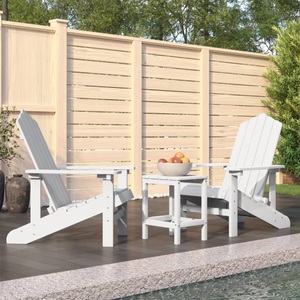 vidaXL, vidaXL Adirondack-Gartenstühle mit Tisch HDPE Weiß, vidaXL Adirondack-Gartenstühle mit Tisch HDPE Weiß