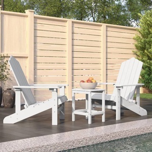 vidaXL, vidaXL Adirondack-Gartenstühle mit Tisch HDPE Weiß