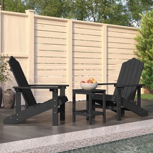 vidaXL, vidaXL Adirondack-Gartenstühle mit Tisch HDPE Anthrazit