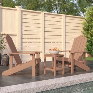 vidaXL, vidaXL Adirondack-Gartenstühle mit Tisch HDPE Braun, vidaXL Adirondack-Gartenstühle mit Tisch HDPE Braun