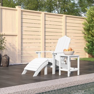 vidaXL, vidaXL Adirondack-Gartenstuhl mit Hocker & Tisch HDPE Weiß