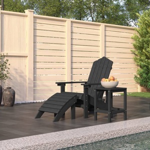 vidaXL, vidaXL Adirondack-Gartenstuhl mit Hocker & Tisch HDPE Anthrazit