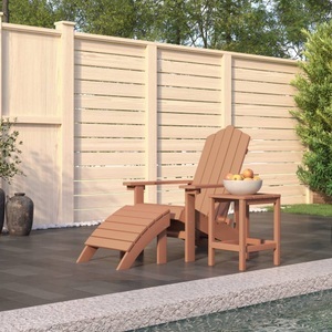 vidaXL, vidaXL Adirondack-Gartenstuhl mit Hocker & Tisch HDPE Braun