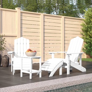 vidaXL, vidaXL Adirondack-Gartenstühle mit Hocker & Tisch HDPE Weiß