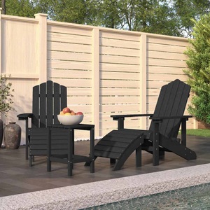 vidaXL, vidaXL Adirondack-Gartenstühle mit Hocker & Tisch HDPE Anthrazit
