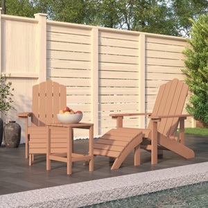 vidaXL, vidaXL Adirondack-Gartenstühle mit Hocker & Tisch HDPE Braun