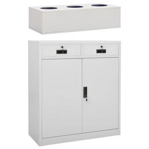 vidaXL, vidaXL Büroschrank mit Pflanzkasten Hellgrau 90x40x125 cm Stahl, vidaXL Büroschrank mit Pflanzkasten Hellgrau 90x40x125 cm Stahl