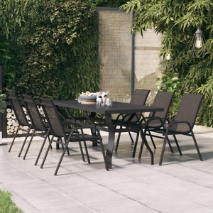 vidaXL, vidaXL Gartentisch Schwarz 180x80x70 cm Stahl und Glas, vidaXL Gartentisch Schwarz 180x80x70 cm Stahl und Glas