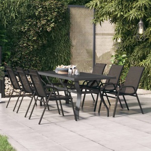 vidaXL, vidaXL Gartentisch Grau und Schwarz 180x80x70 cm Stahl und Glas, vidaXL Gartentisch Grau und Schwarz 180x80x70 cm Stahl und Glas