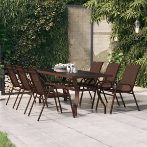 vidaXL, vidaXL Gartentisch Braun und Schwarz 180x80x70 cm Stahl und Glas, vidaXL Gartentisch Braun und Schwarz 180x80x70 cm Stahl und Glas