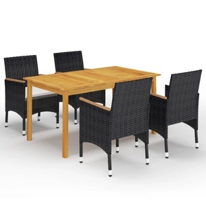 vidaXL, vidaXL 5-tlg. Garten-Essgruppe mit Kissen Schwarz, vidaXL 5-tlg. Garten-Essgruppe mit Kissen Schwarz