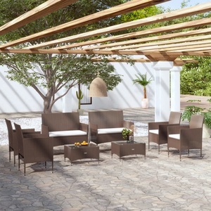 vidaXL, vidaXL 8-tlg. Garten-Lounge-Set mit Auflagen Poly Rattan Braun