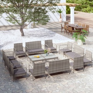vidaXL, vidaXL 16-tlg. Garten-Lounge-Set mit Auflagen Poly Rattan Grau
