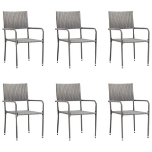 vidaXL, vidaXL Garten-Essstühle 6 Stk. Stapelbar Grau Polyrattan