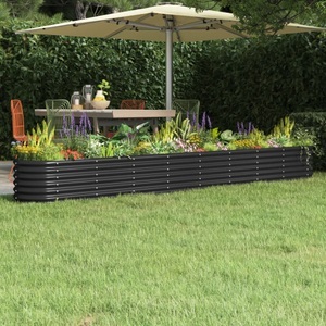 vidaXL, vidaXL Hochbeet Pulverbeschichteter Stahl 332x40x36 cm Anthrazit, vidaXL Hochbeet Pulverbeschichteter Stahl 332x40x36 cm Anthrazit