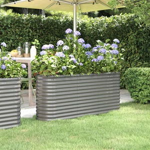 vidaXL, vidaXL Hochbeet Pulverbeschichteter Stahl 152x40x68 cm Grau, vidaXL Hochbeet Pulverbeschichteter Stahl 152x40x68 cm Grau