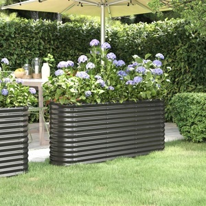 vidaXL, vidaXL Hochbeet Pulverbeschichteter Stahl 152x40x68 cm Anthrazit, vidaXL Hochbeet Pulverbeschichteter Stahl 152x40x68 cm Anthrazit