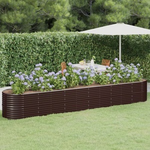 vidaXL, vidaXL Hochbeet Pulverbeschichteter Stahl 440x80x68 cm Braun, vidaXL Hochbeet Pulverbeschichteter Stahl 440x80x68 cm Braun