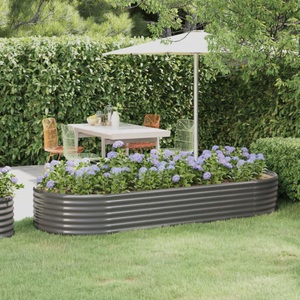 vidaXL, vidaXL Hochbeet Pulverbeschichteter Stahl 249x100x36 cm Grau, vidaXL Hochbeet Pulverbeschichteter Stahl 249x100x36 cm Grau