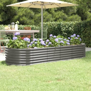 vidaXL, vidaXL Hochbeet Pulverbeschichteter Stahl 224x80x36 cm Grau, vidaXL Hochbeet Pulverbeschichteter Stahl 224x80x36 cm Grau