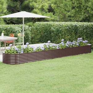 vidaXL, vidaXL Hochbeet Pulverbeschichteter Stahl 440x80x36 cm Braun, vidaXL Hochbeet Pulverbeschichteter Stahl 440x80x36 cm Braun