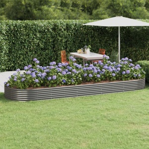 vidaXL, vidaXL Hochbeet Pulverbeschichteter Stahl 450x140x36 cm Grau, vidaXL Hochbeet Pulverbeschichteter Stahl 450x140x36 cm Grau