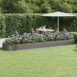 vidaXL, vidaXL Hochbeet Pulverbeschichteter Stahl 523x140x36 cm Grau, vidaXL Hochbeet Pulverbeschichteter Stahl 523x140x36 cm Grau