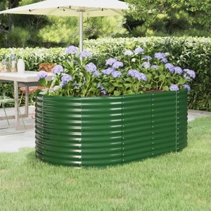 vidaXL, vidaXL Hochbeet Pulverbeschichteter Stahl 175x100x68 cm Grün, vidaXL Hochbeet Pulverbeschichteter Stahl 175x100x68 cm Grün