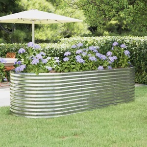vidaXL, vidaXL Hochbeet Pulverbeschichteter Stahl 249x100x68 cm Silbern, vidaXL Hochbeet Pulverbeschichteter Stahl 249x100x68 cm Silbern