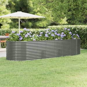 vidaXL, vidaXL Hochbeet Pulverbeschichteter Stahl 322x100x68 cm Grau, 