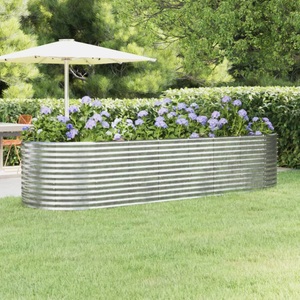 vidaXL, vidaXL Hochbeet Pulverbeschichteter Stahl 322x100x68 cm Silbern, 