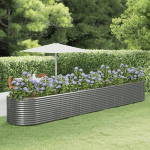 vidaXL, vidaXL Pflanzkübel Grau 554x100x68 cm Pulverbeschichteter Stahl, 
