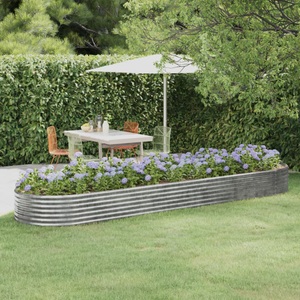 vidaXL, vidaXL Hochbeet Pulverbeschichteter Stahl 396x100x36 cm Silbern, vidaXL Hochbeet Pulverbeschichteter Stahl 396x100x36 cm Silbern