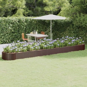 vidaXL, vidaXL Hochbeet Pulverbeschichteter Stahl 544x100x36 cm Braun, vidaXL Hochbeet Pulverbeschichteter Stahl 544x100x36 cm Braun