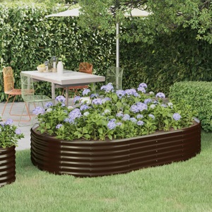 vidaXL, vidaXL Hochbeet Pulverbeschichteter Stahl 214x140x36 cm Braun, 