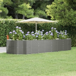 vidaXL, vidaXL Pflanzkübel Grau 367x140x68 cm Pulverbeschichteter Stahl, 