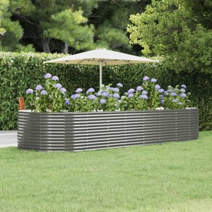 vidaXL, vidaXL Pflanzkübel Grau 367x140x68 cm Pulverbeschichteter Stahl, 