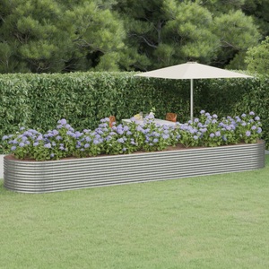 vidaXL, vidaXL Hochbeet Pulverbeschichteter Stahl 584x140x68 cm Silbern, vidaXL Hochbeet Pulverbeschichteter Stahl 584x140x68 cm Silbern