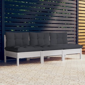 vidaXL, vidaXL 3-Sitzer-Gartensofa mit Anthrazit Kissen Massivholz Kiefer, vidaXL 3-Sitzer-Gartensofa mit Anthrazit Kissen Massivholz Kiefer