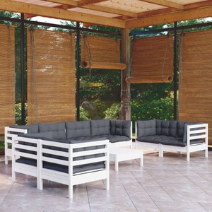vidaXL, vidaXL 9-tlg. Garten-Lounge-Set mit Kissen Kiefer Massivholz, vidaXL 9-tlg. Garten-Lounge-Set mit Kissen Kiefer Massivholz