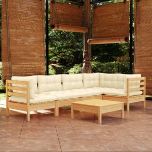 vidaXL, vidaXL 6-tlg. Garten-Lounge-Set mit Creme Kissen Kiefernholz, 