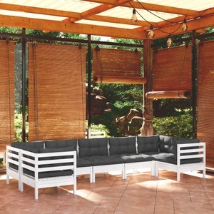 vidaXL, vidaXL 7-tlg. Garten-Lounge-Set mit Kissen Weiß Kiefernholz, vidaXL 7-tlg. Garten-Lounge-Set mit Kissen Weiß Kiefernholz