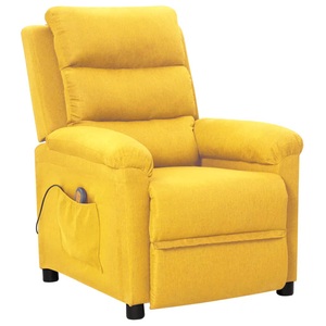 vidaXL, vidaXL Massagesessel mit Liegefunktion Hellgelb Stoff, 