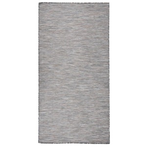 vidaXL, vidaXL Outdoor-Teppich Flachgewebe 100x200 cm Braun und Schwarz
