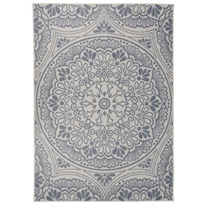 vidaXL, vidaXL Outdoor-Teppich Flachgewebe 120x170 cm Blaues Muster