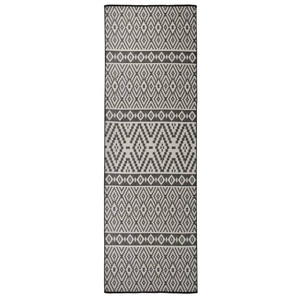 vidaXL, vidaXL Outdoor-Teppich Flachgewebe 80x250 cm Schwarz Gestreift